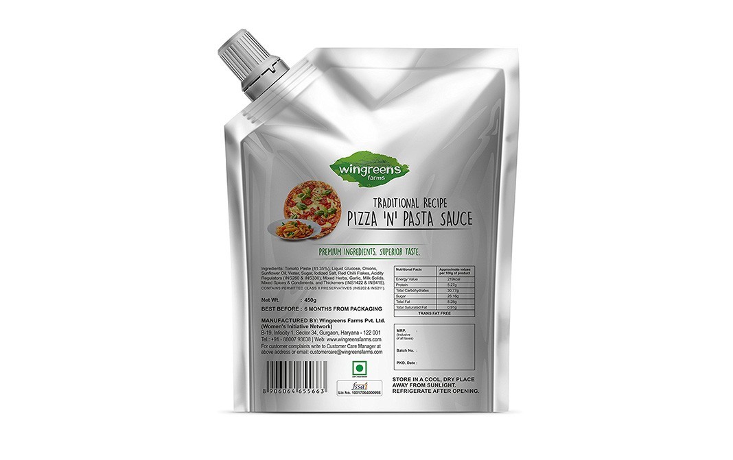 Wingreens Farms Pizza 'N' Pasta Sauce    Pack  450 grams